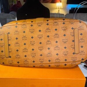 MCM Tan Logo Pattern Bag